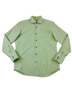 Boss cotton mens shirt Size 16 long sleeve business casual gingham checked